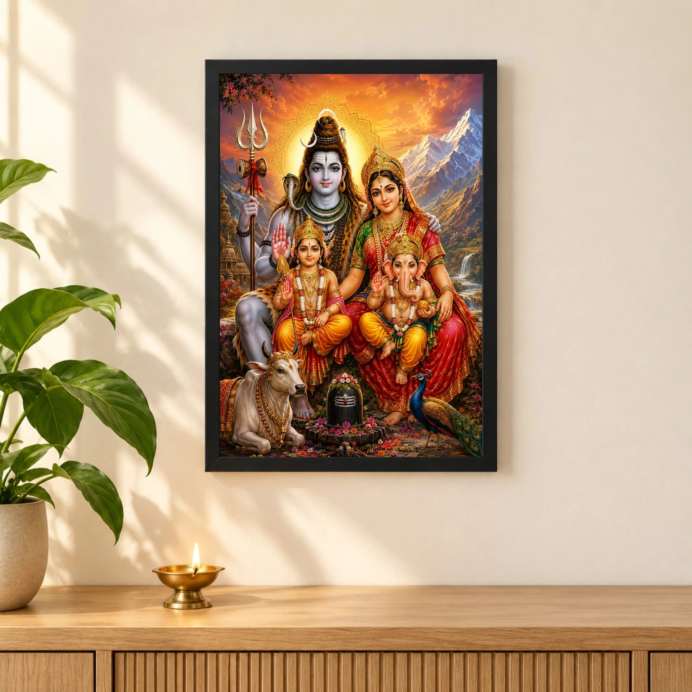 Shiv Parivar Vivid Premium Spiritual Poster Art Photo Frame, view 3