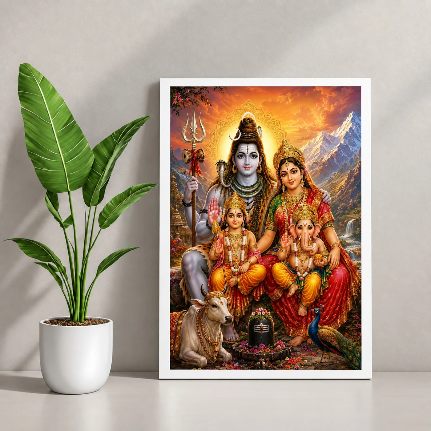 Shiv Parivar Vivid Premium Spiritual Poster Art Photo Frame, view 4