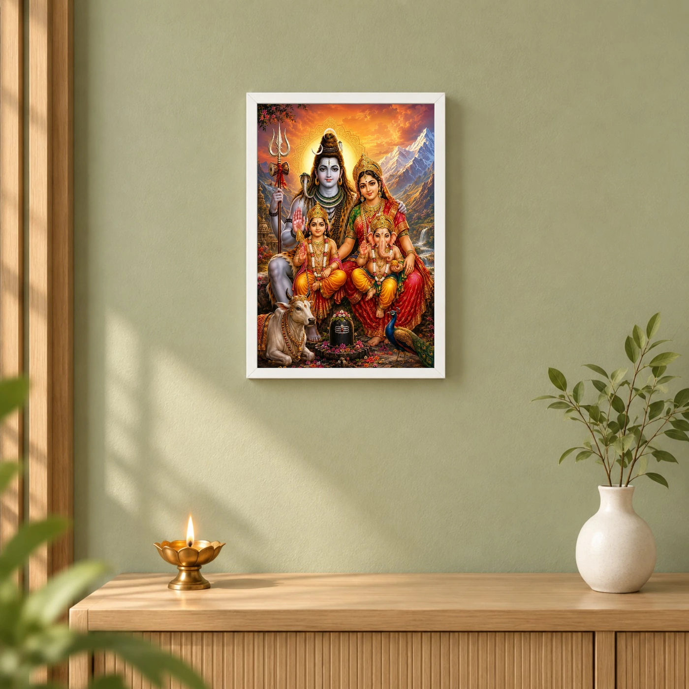 Shiv Parivar Vivid Premium Spiritual Poster Art Photo Frame, view 6