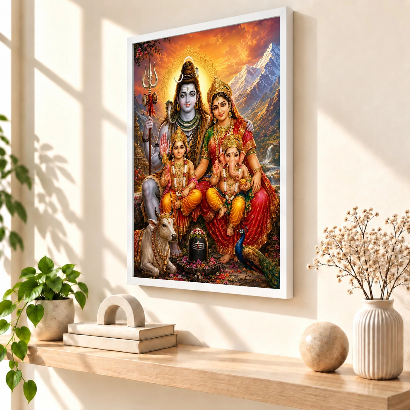 Shiv Parivar Vivid Premium Spiritual Poster Art Photo Frame, view 7