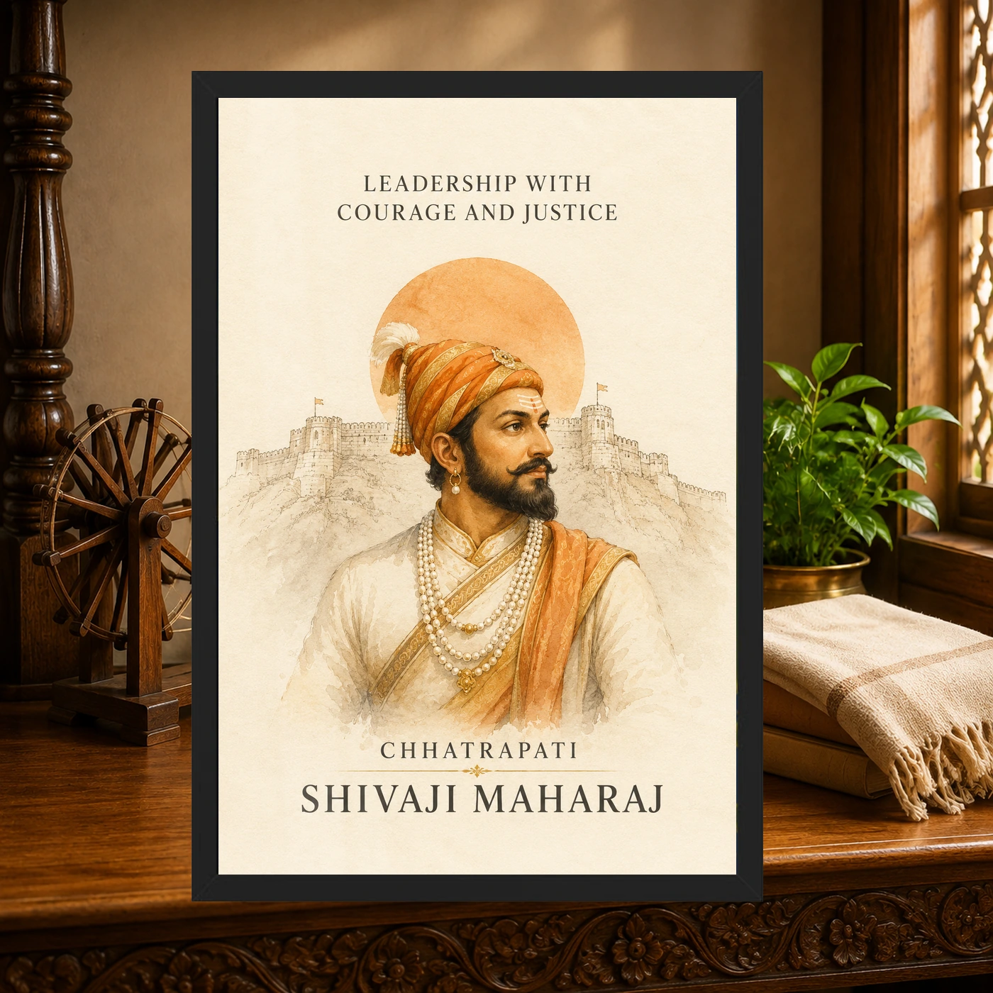 Shivaji Maharaj Leadership Courage Justice Photo Frame, view 4