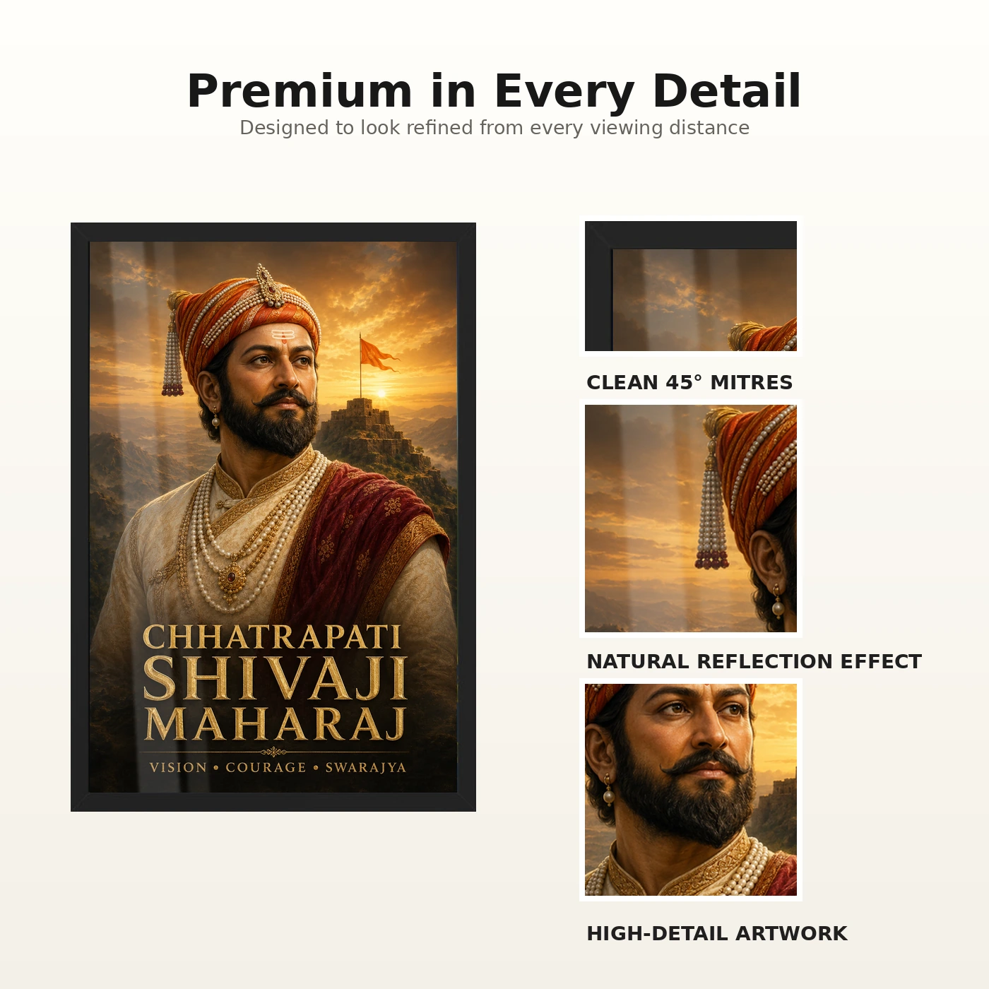 Shivaji Maharaj Vision Courage Swarajya Premium Photo Frame, view 9