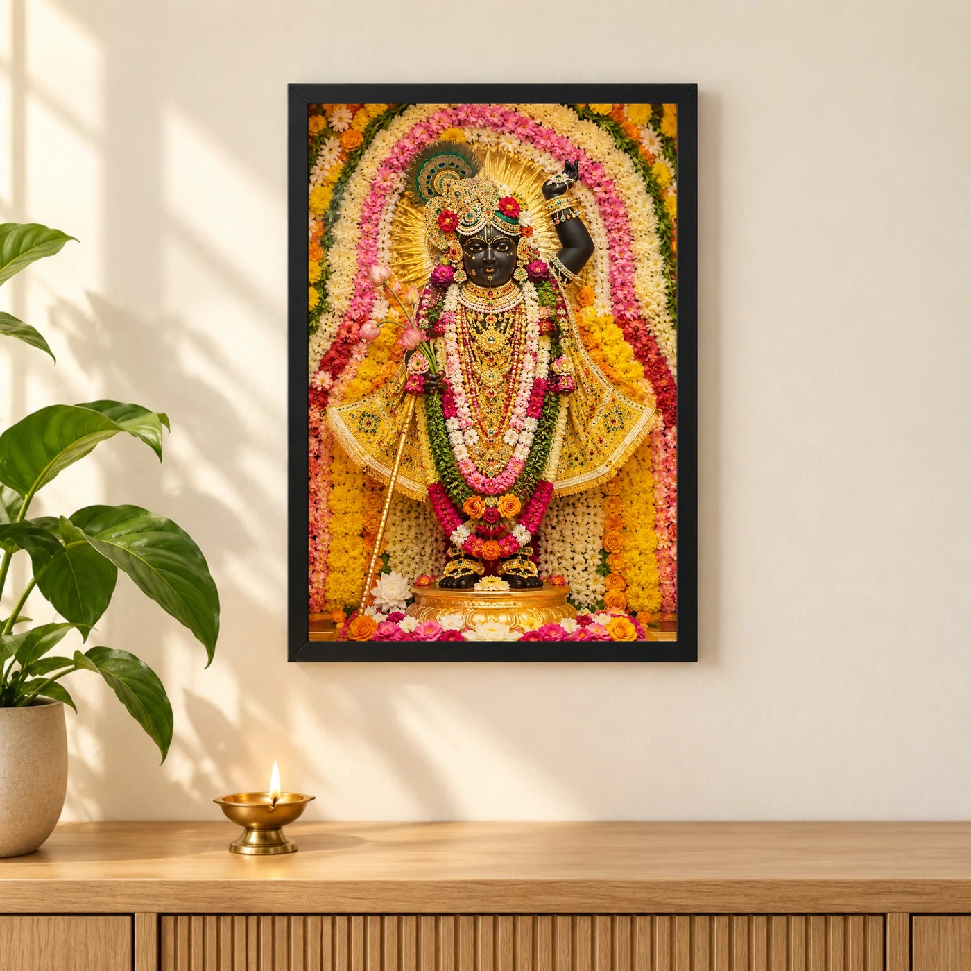 Shrinathji Grand Festival Flower Decoration Photo Frame, view 3