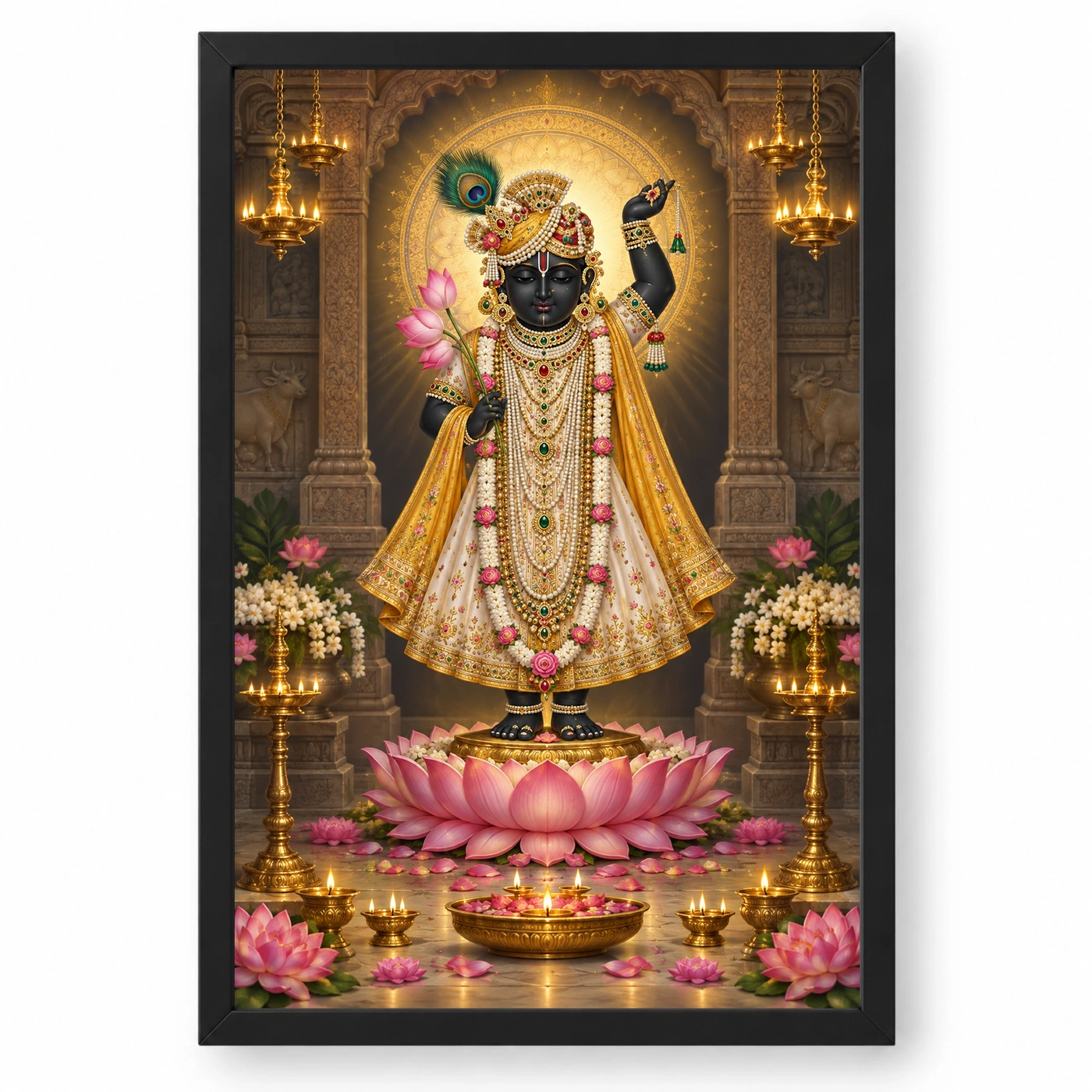 Shrinathji Lotus and Diya Radiance Photo Frame