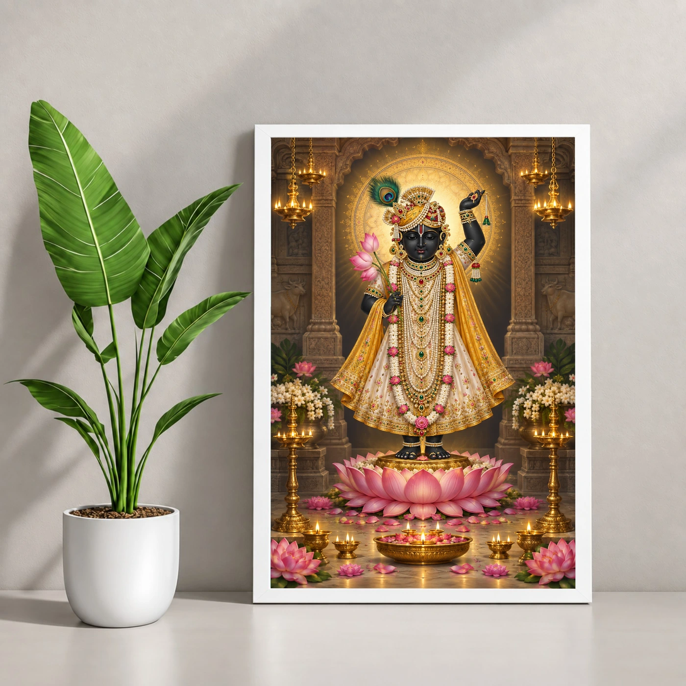 Shrinathji Lotus and Diya Radiance Photo Frame, view 4
