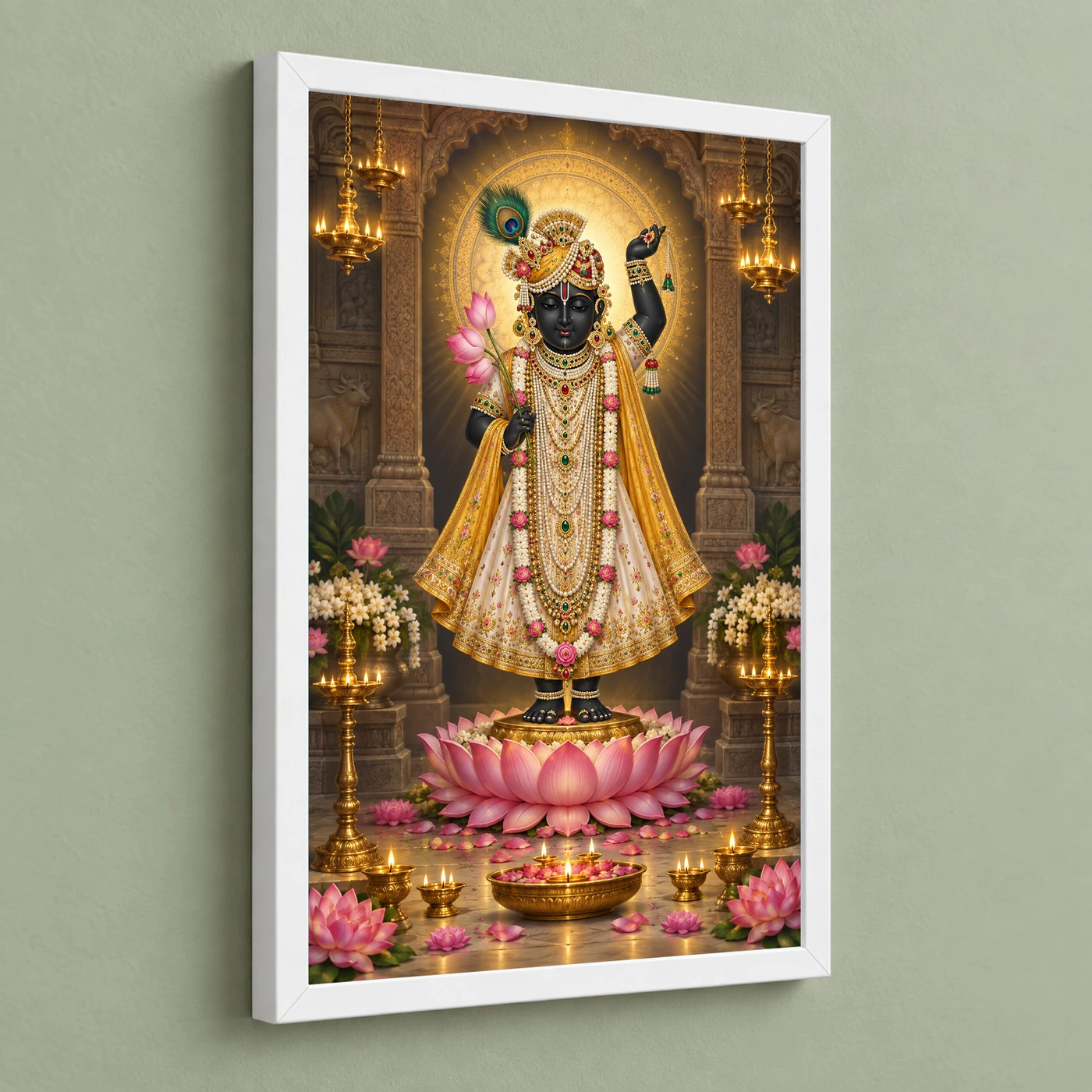 Shrinathji Lotus and Diya Radiance Photo Frame, view 5