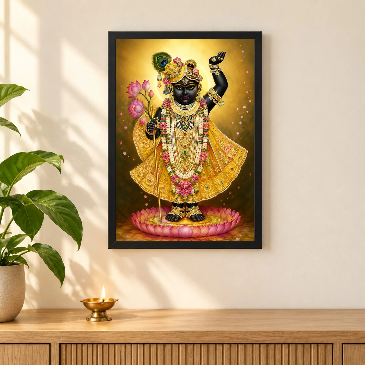 Shrinathji Peaceful Home Mandir Composition Photo Frame, view 3