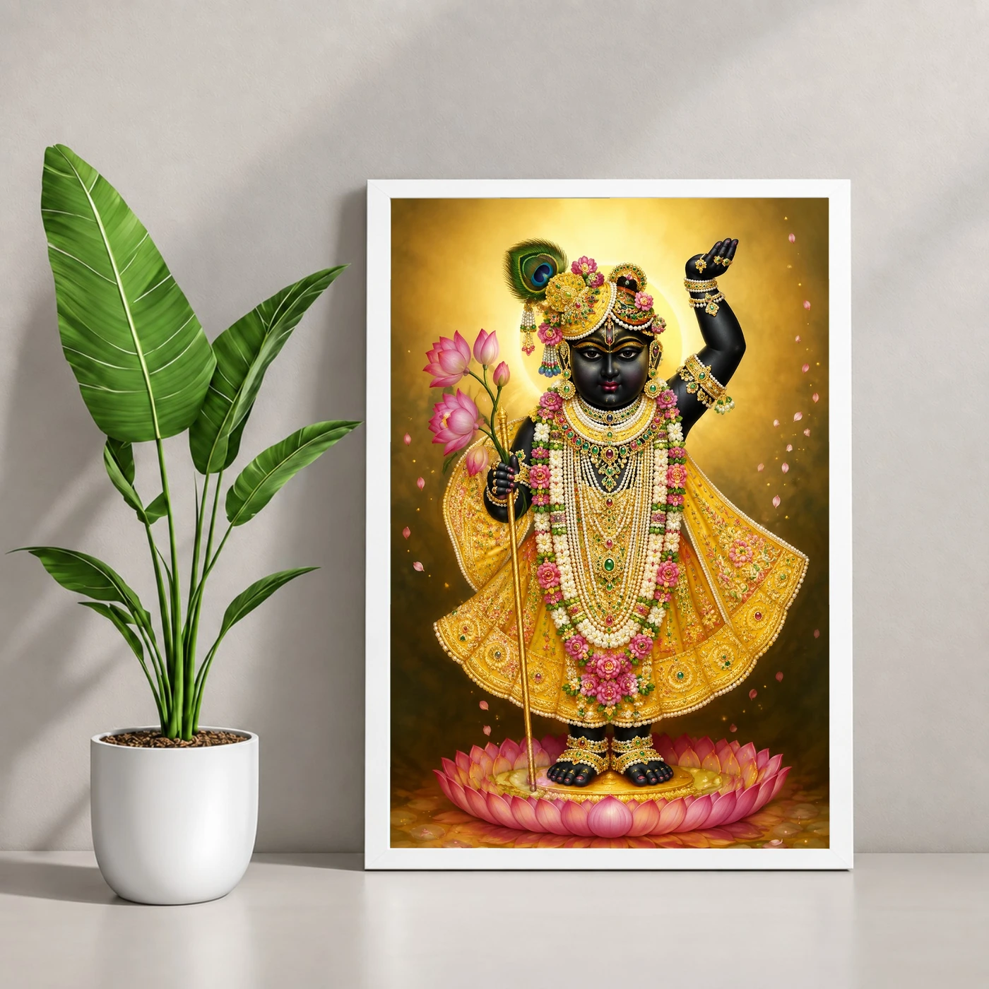 Shrinathji Peaceful Home Mandir Composition Photo Frame, view 4