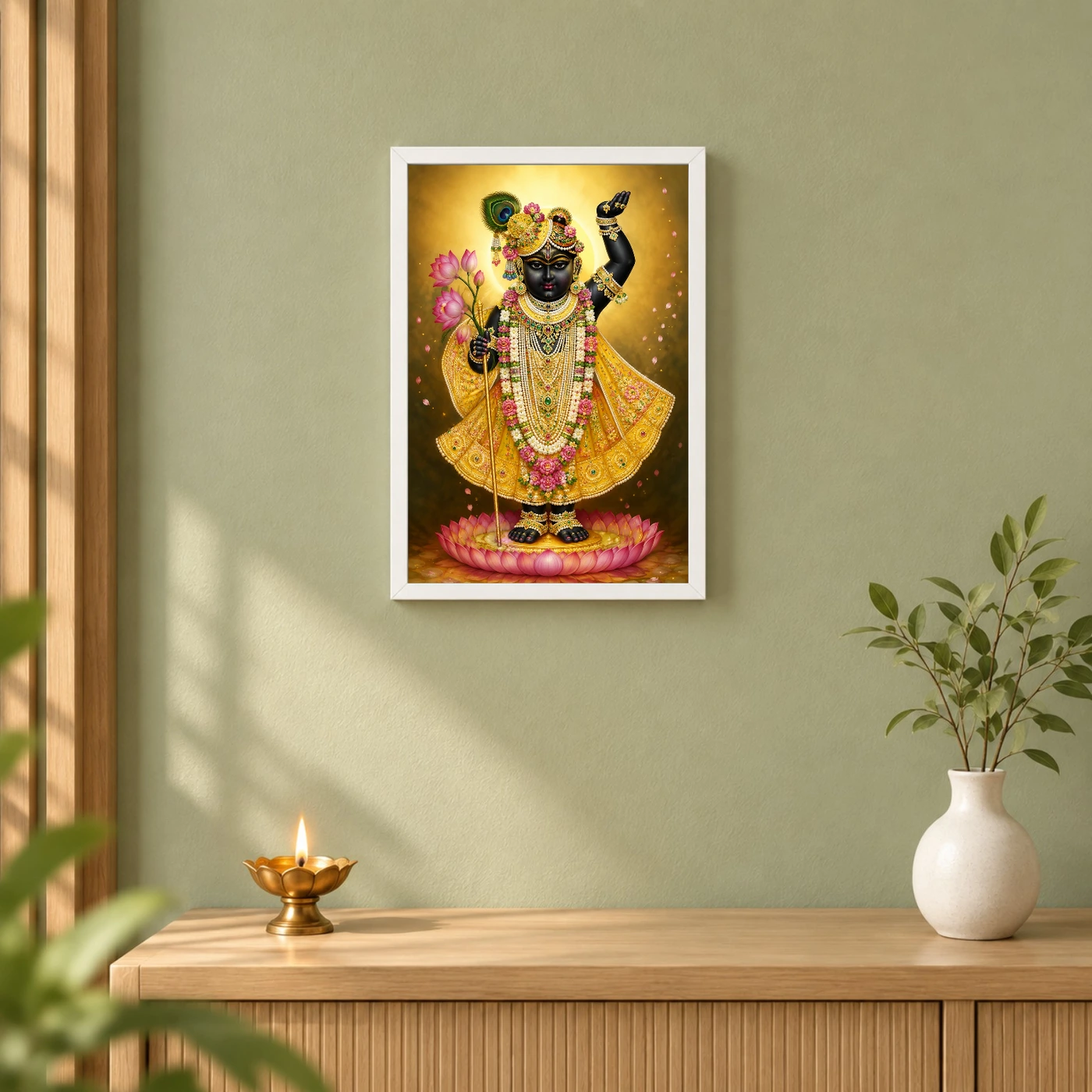Shrinathji Peaceful Home Mandir Composition Photo Frame, view 6