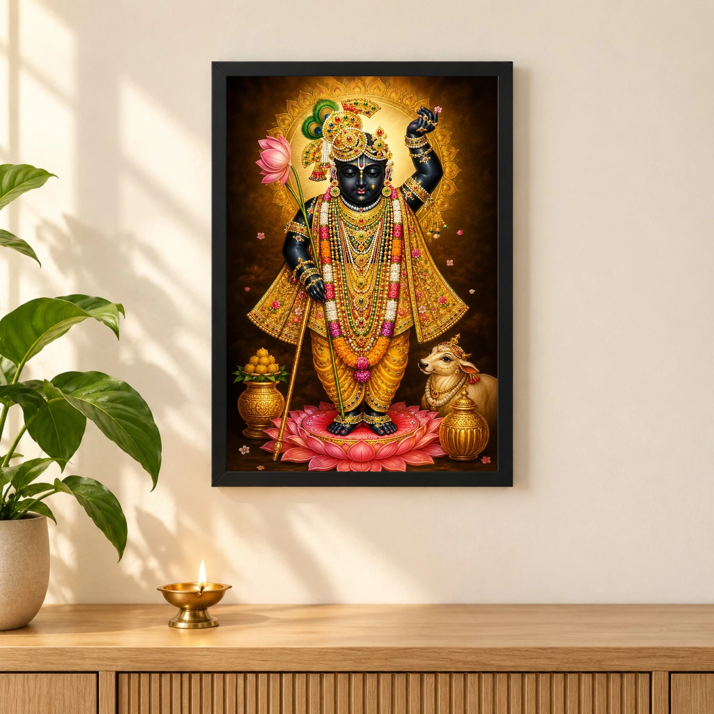 Shrinathji Royal Jewel-Toned Portrait Photo Frame, view 3