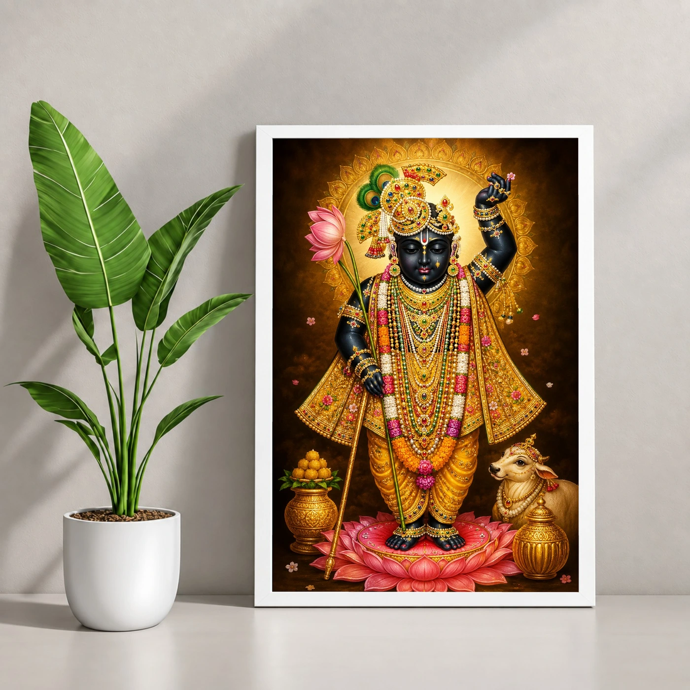 Shrinathji Royal Jewel-Toned Portrait Photo Frame, view 4