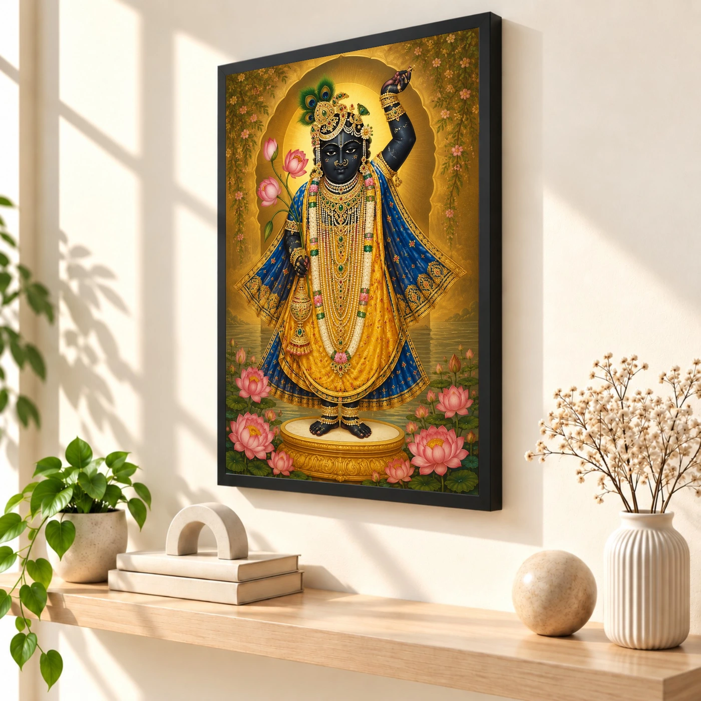 Shrinathji Traditional Indian Miniature-Inspired Devotional Art Photo Frame, view 2