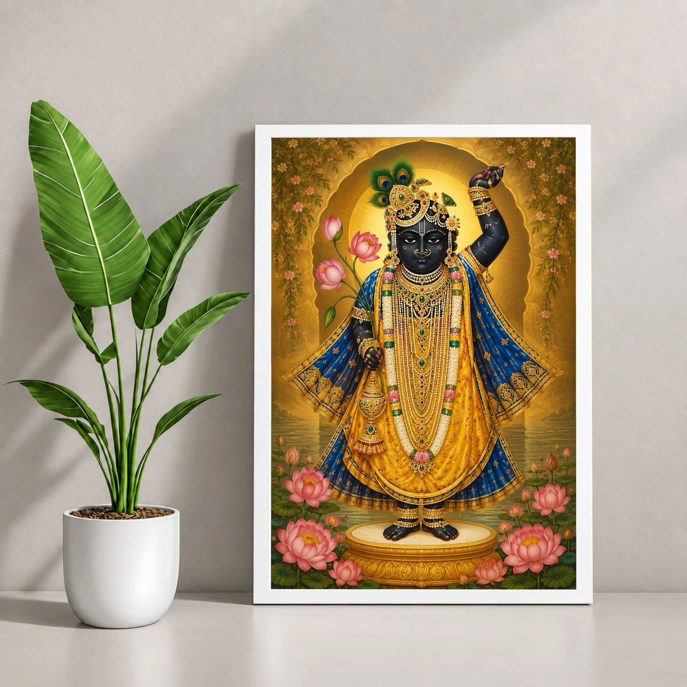 Shrinathji Traditional Indian Miniature-Inspired Devotional Art Photo Frame, view 4
