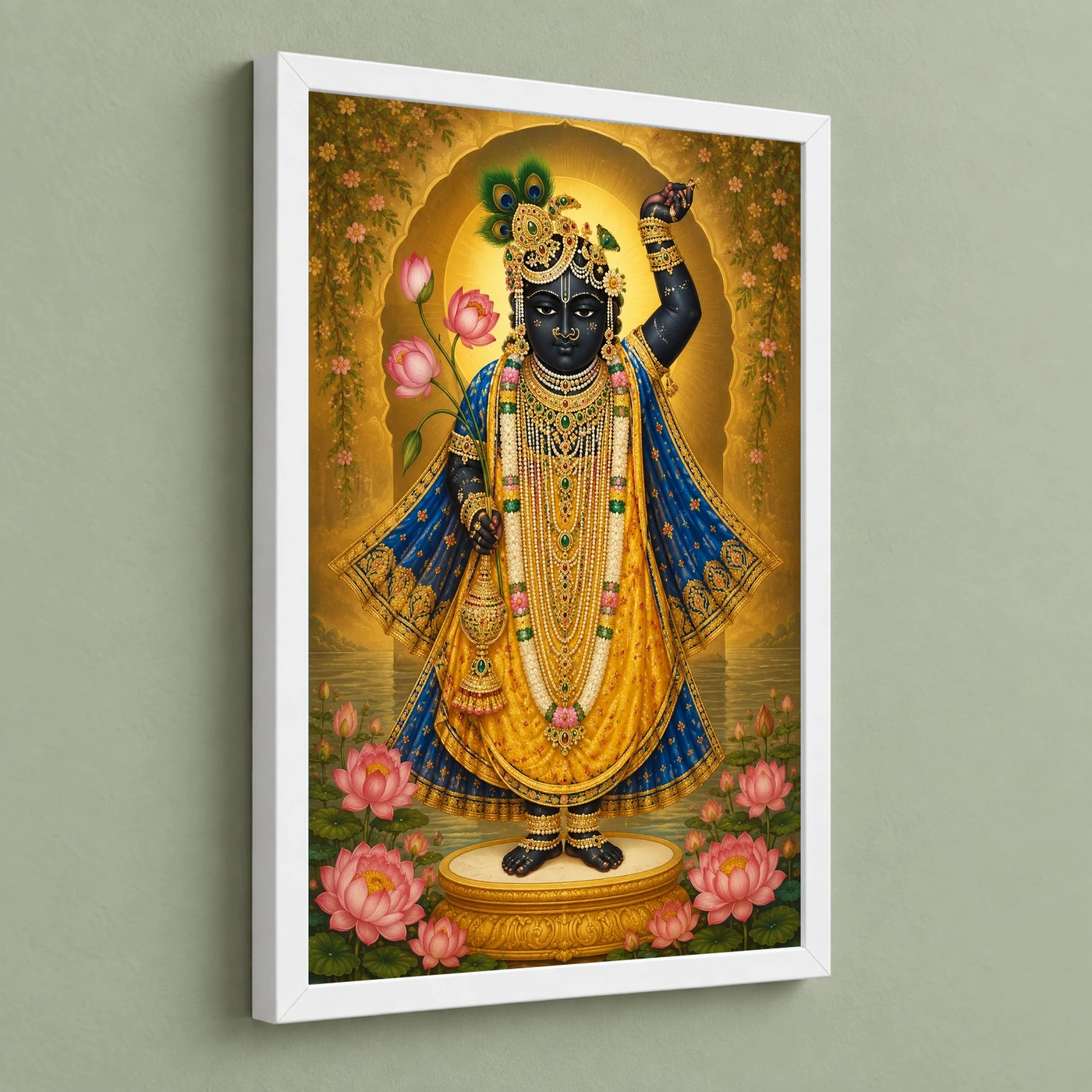 Shrinathji Traditional Indian Miniature-Inspired Devotional Art Photo Frame, view 5
