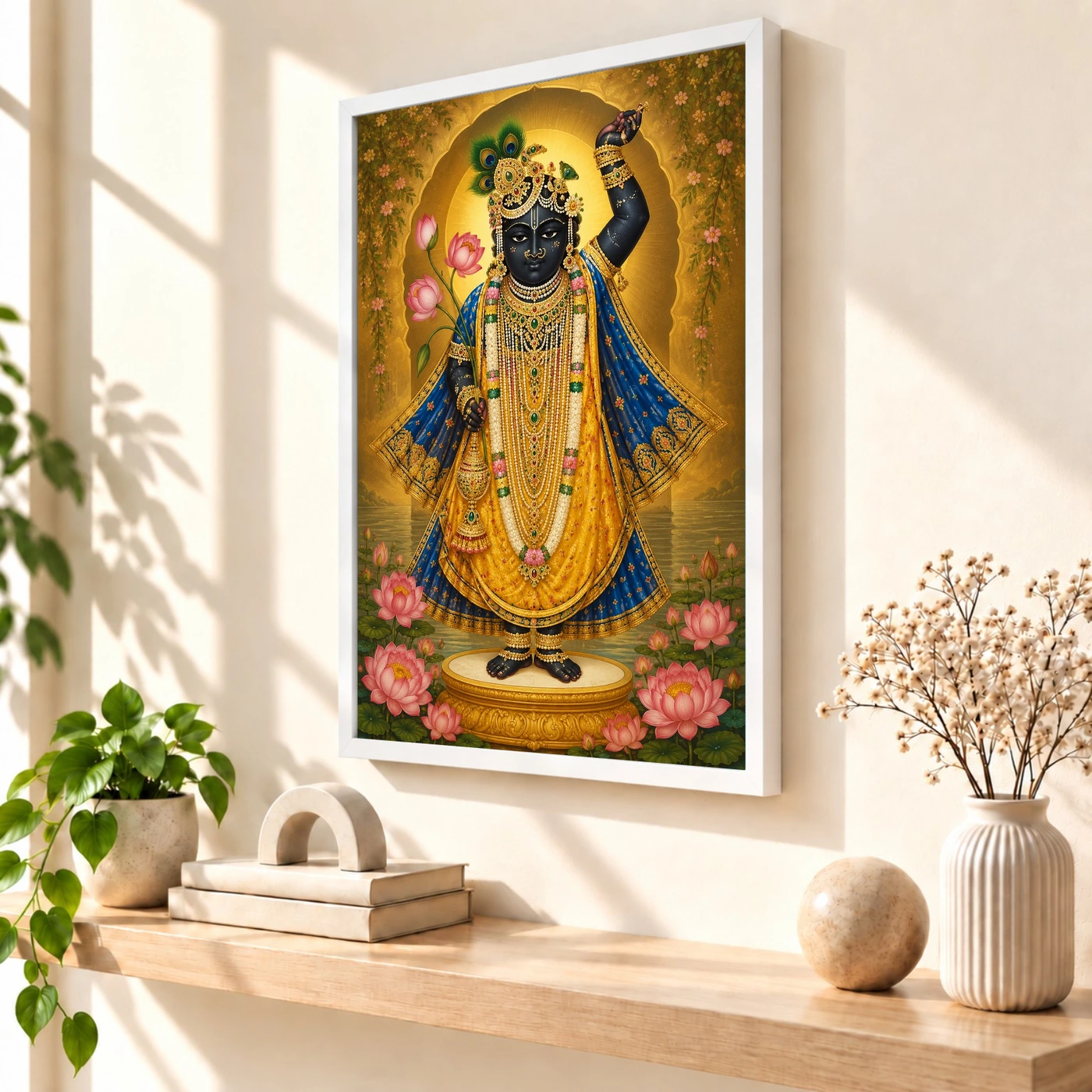 Shrinathji Traditional Indian Miniature-Inspired Devotional Art Photo Frame, view 7