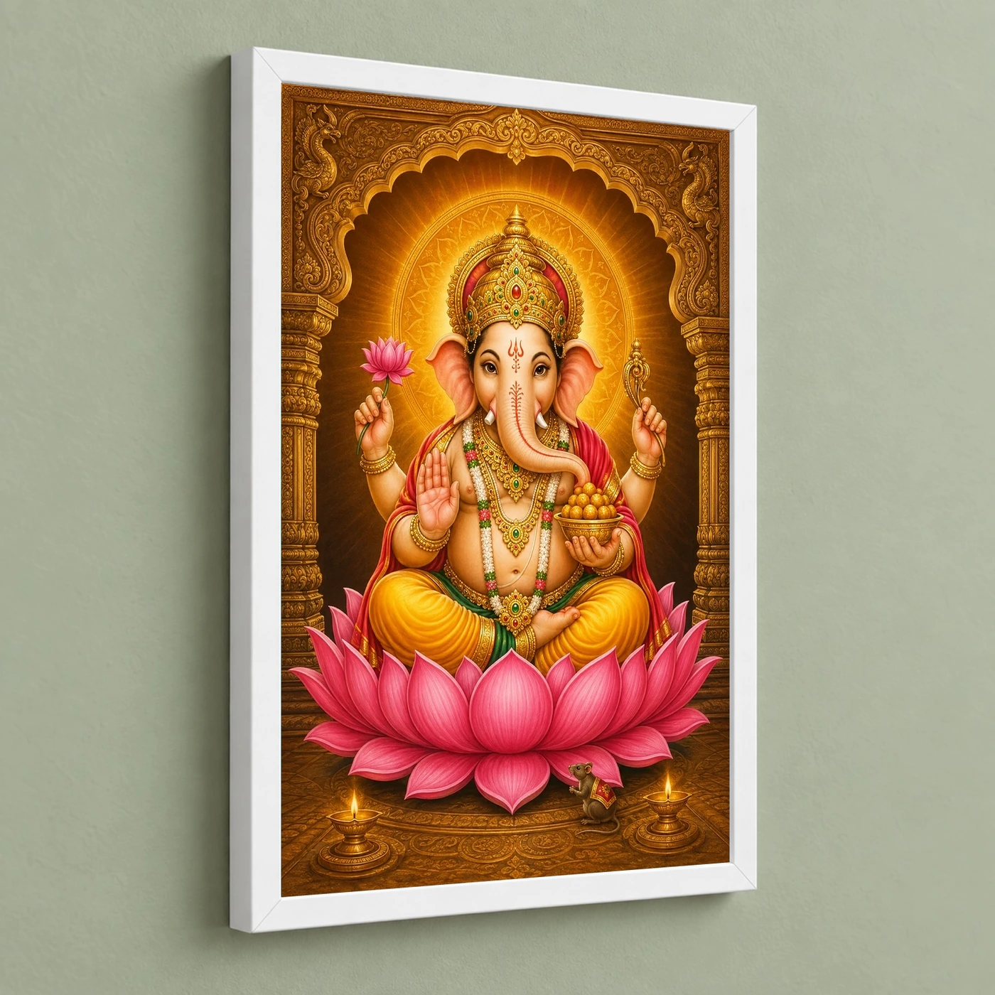 Siddhivinayak Ganpati — Golden Lotus Blessings Frame, view 5