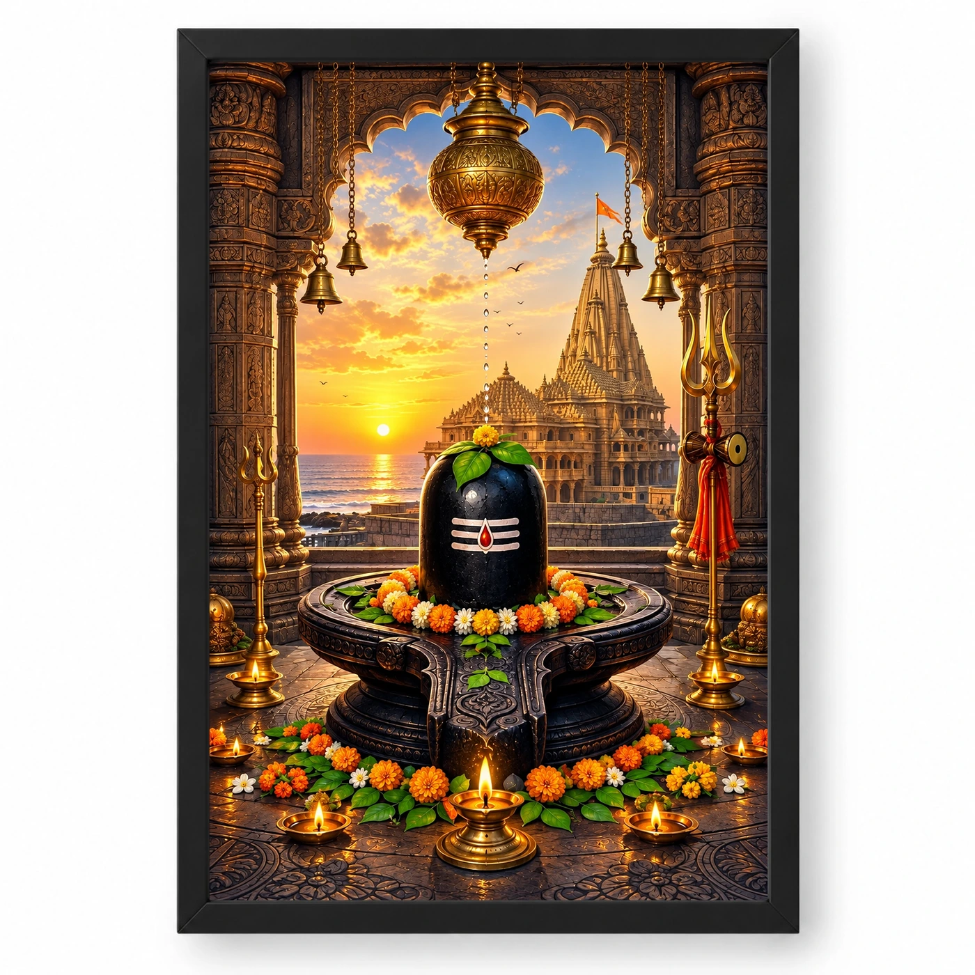 Somnath Jyotirlinga Arabian Sea Dawn Photo Frame
