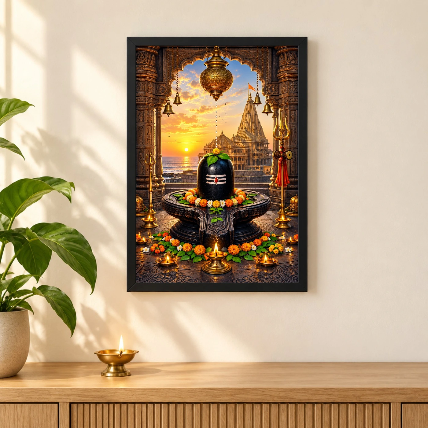 Somnath Jyotirlinga Arabian Sea Dawn Photo Frame, view 3