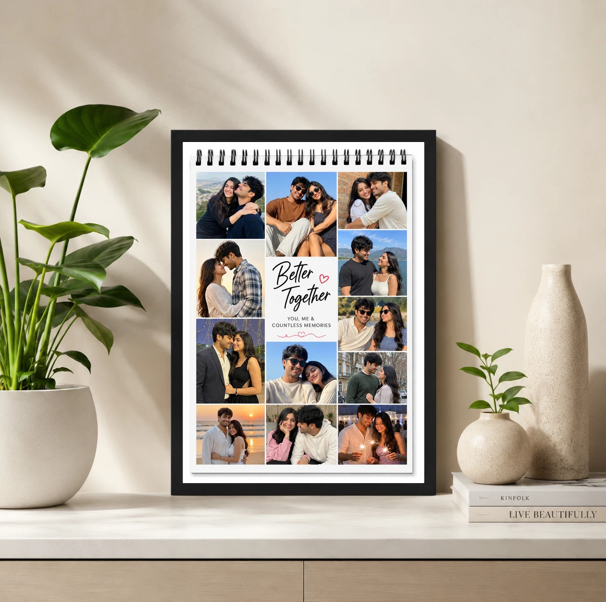 Spiral Bound Better Together Couple Photo Frame Calendar, view 2