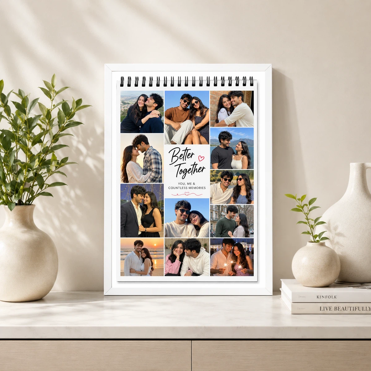 Spiral Bound Better Together Couple Photo Frame Calendar, view 4