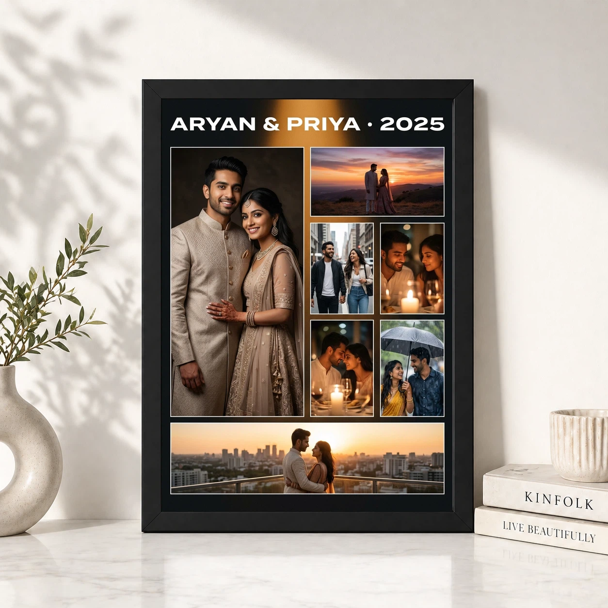 Stylish Collage Photo Frame Design Boho Artistic Warm Multi Photo Frame, view 4