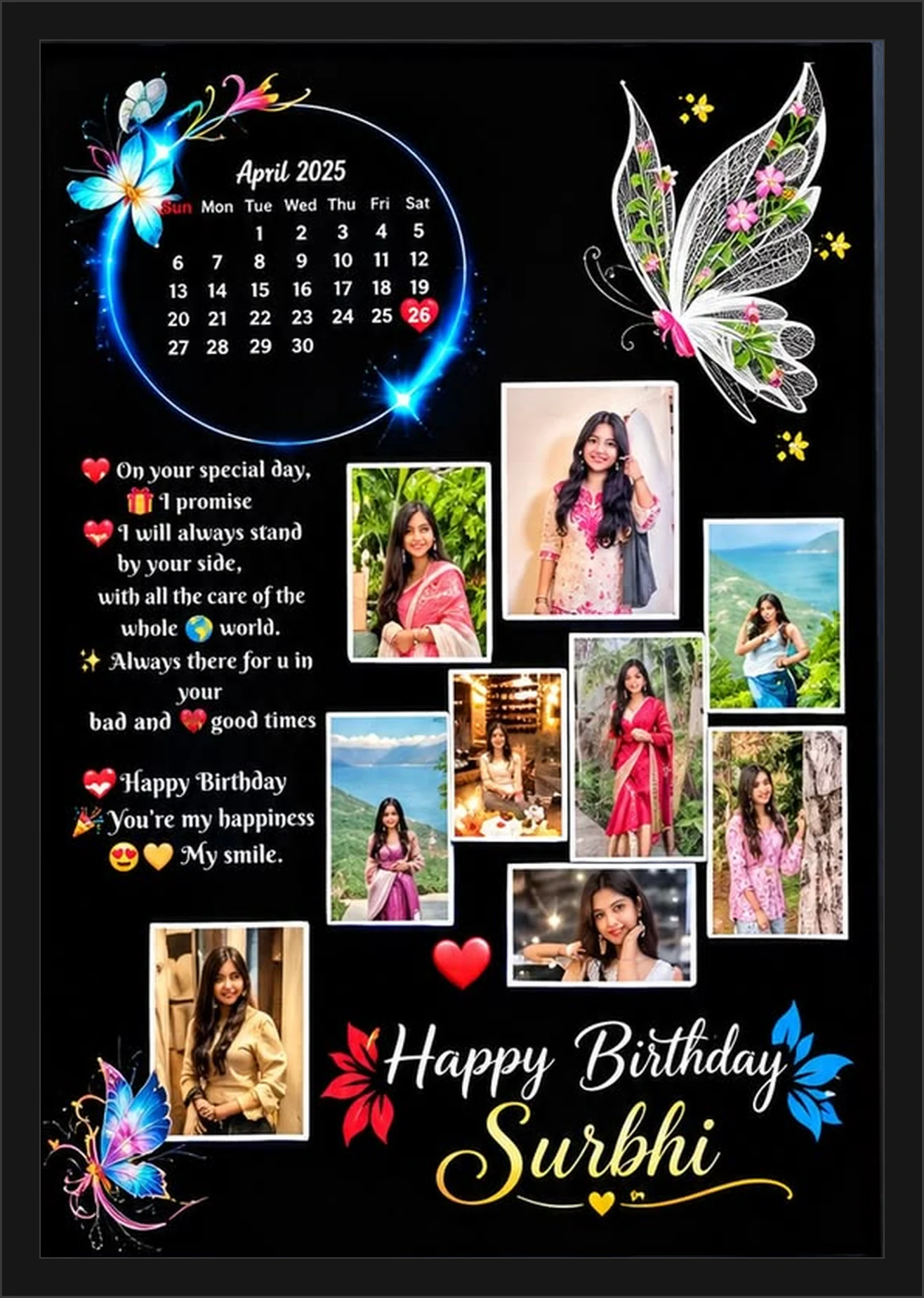 Temp 41 - Surbhi Butterfly Birthday Calendar