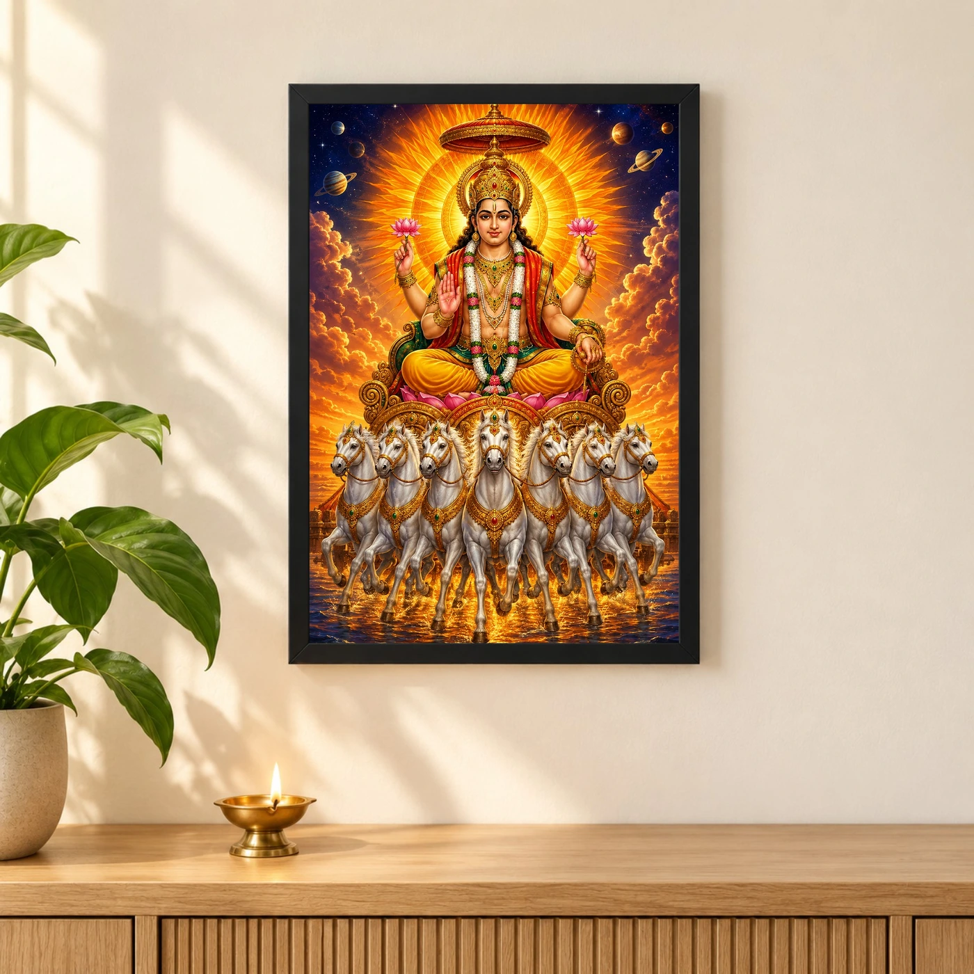Surya Dev Cosmic Celestial Aura Photo Frame, view 3