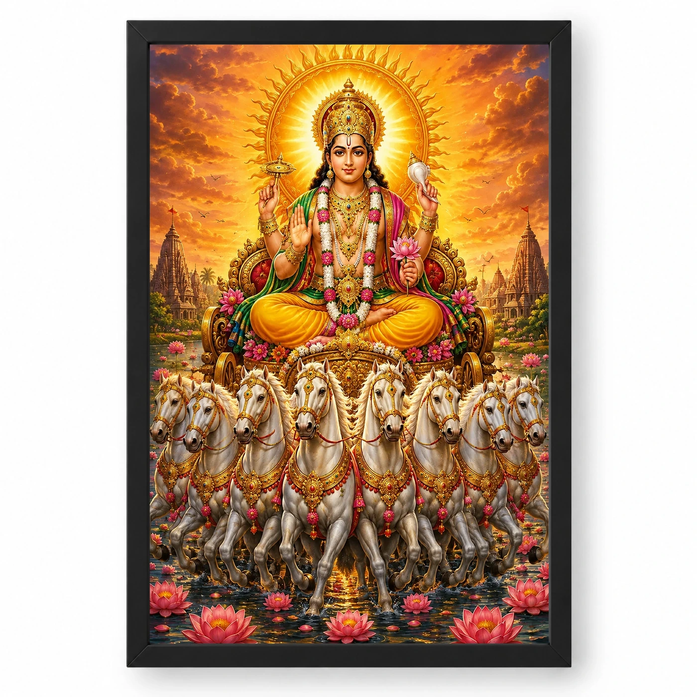Surya Dev Grand Festival Flower Decoration Photo Frame