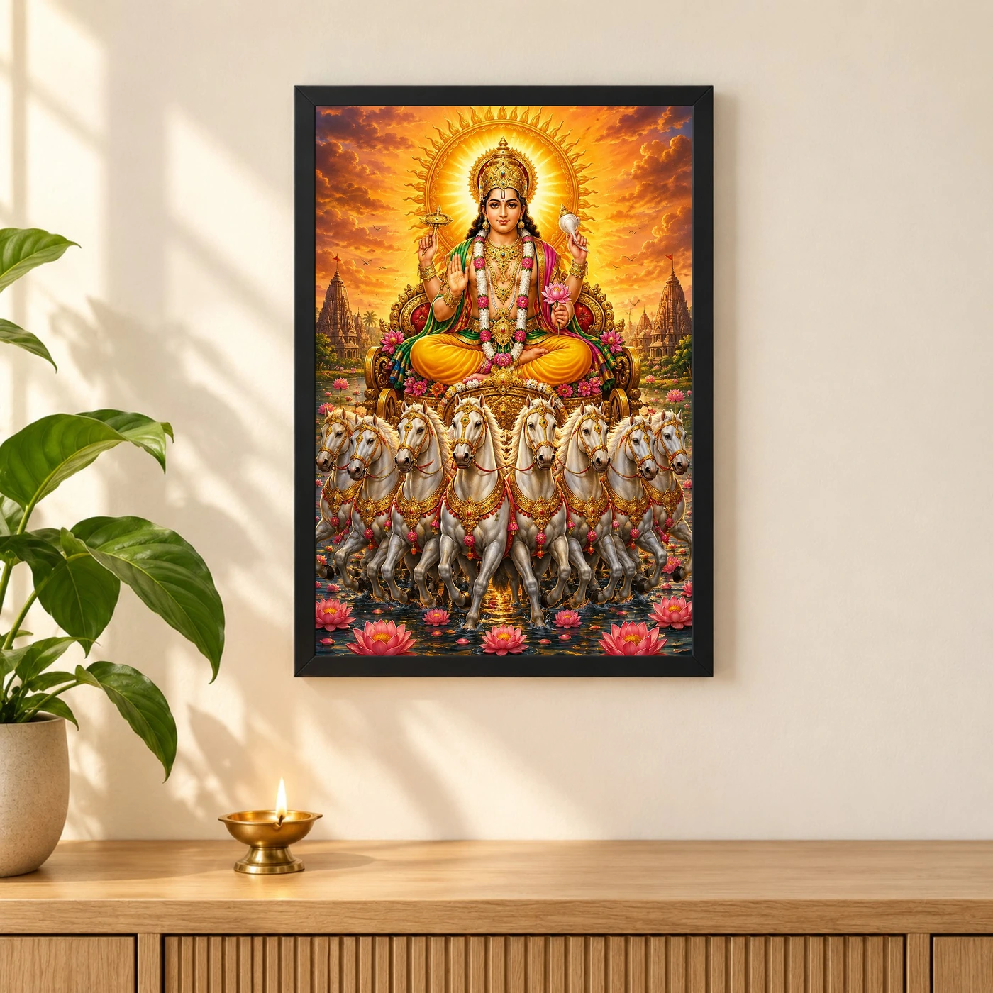 Surya Dev Grand Festival Flower Decoration Photo Frame, view 3