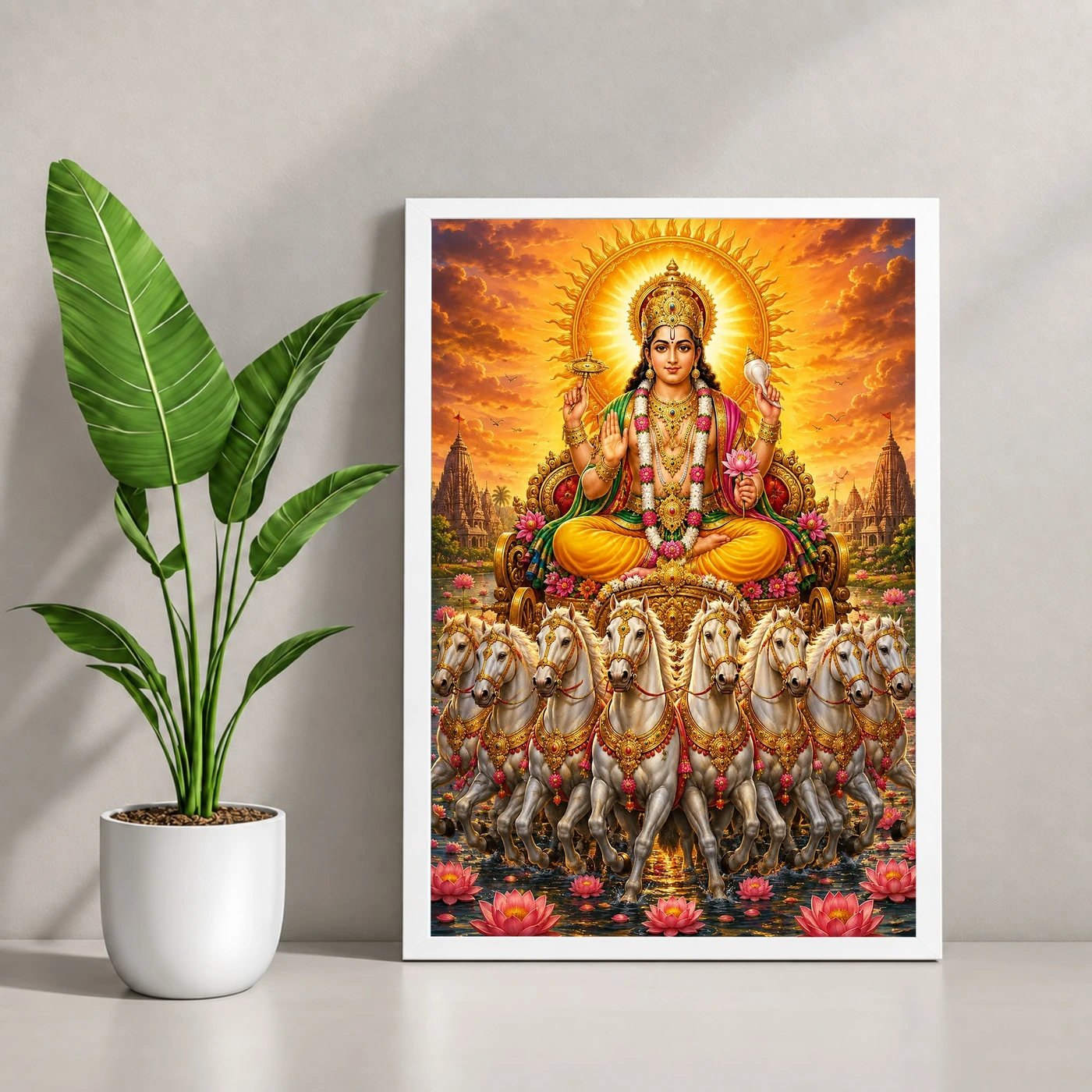 Surya Dev Grand Festival Flower Decoration Photo Frame, view 4