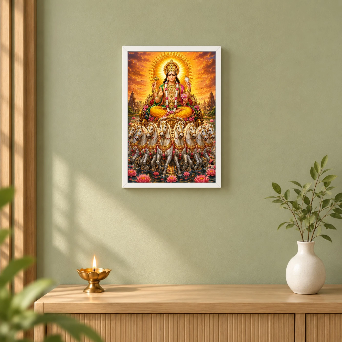 Surya Dev Grand Festival Flower Decoration Photo Frame, view 6