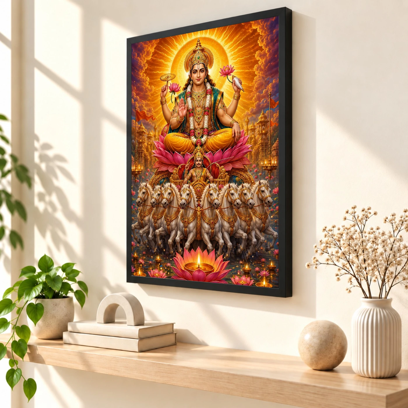 Surya Dev Lotus And Diya Radiance Photo Frame, view 2
