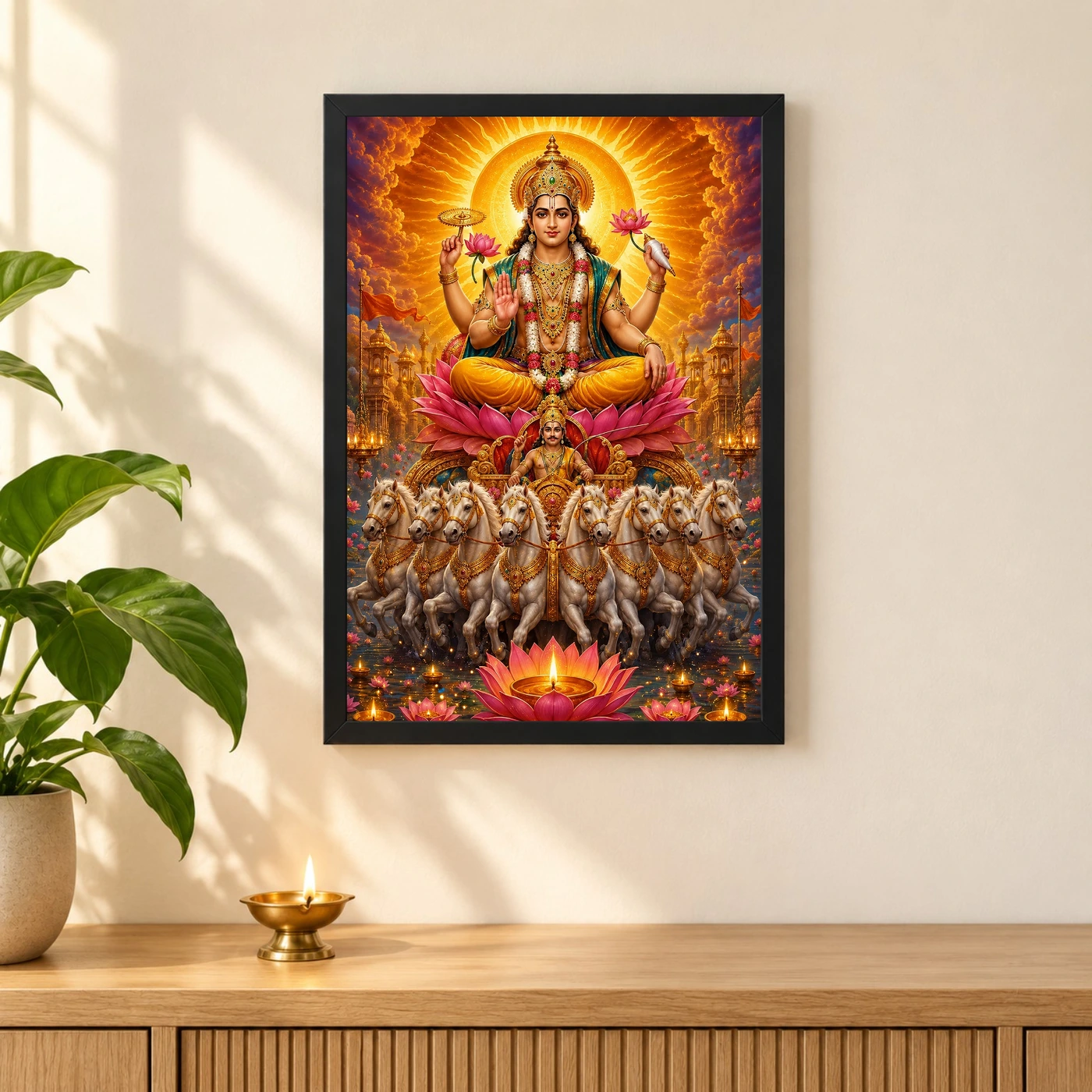 Surya Dev Lotus And Diya Radiance Photo Frame, view 3
