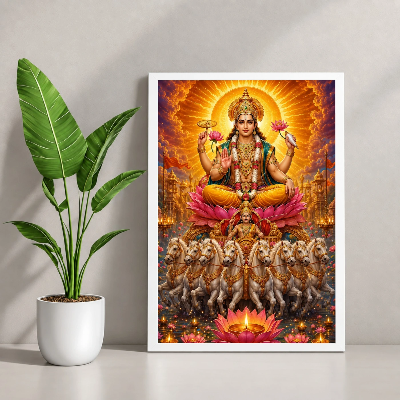 Surya Dev Lotus And Diya Radiance Photo Frame, view 4