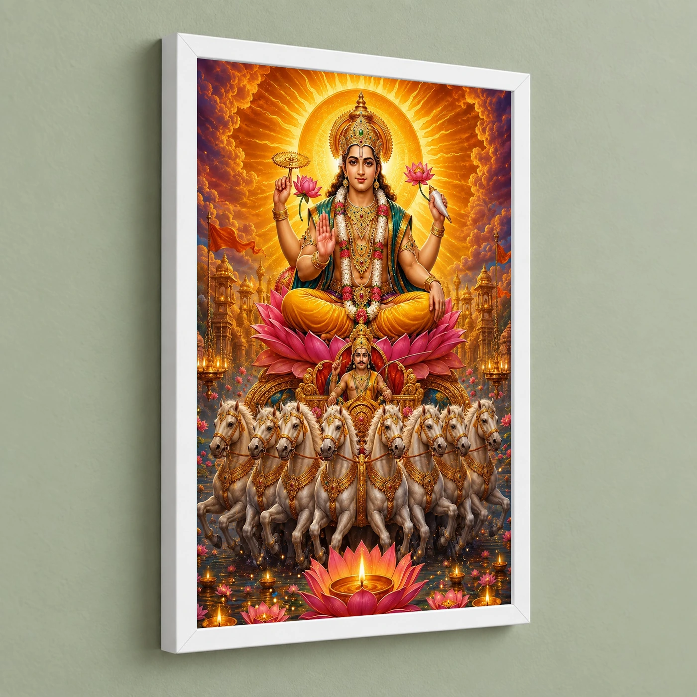 Surya Dev Lotus And Diya Radiance Photo Frame, view 5