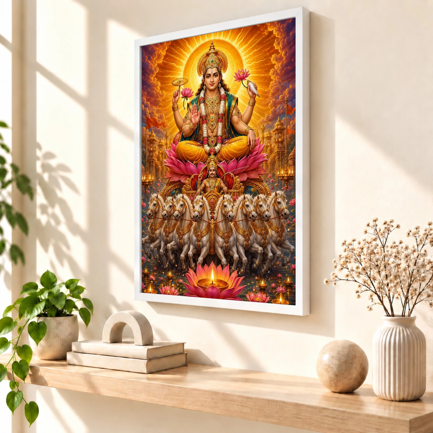 Surya Dev Lotus And Diya Radiance Photo Frame, view 7