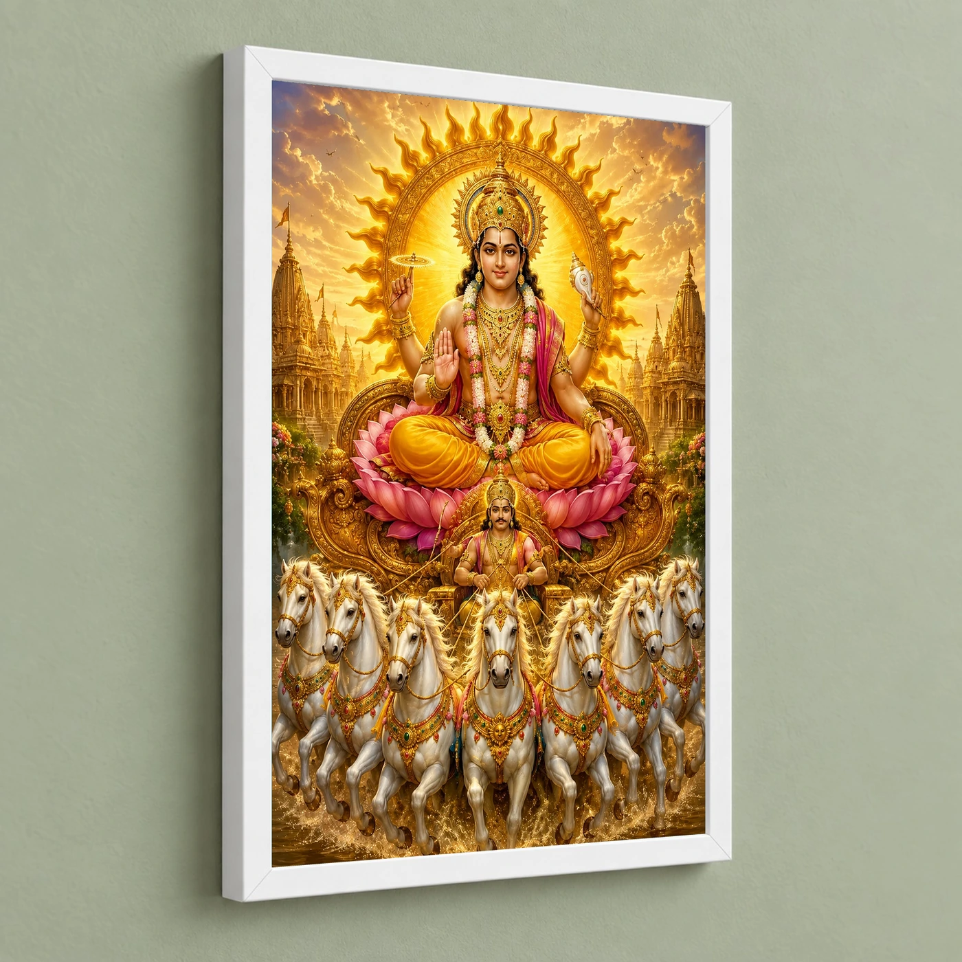 Surya Dev Ornate Golden Temple Darshan Photo Frame, view 5