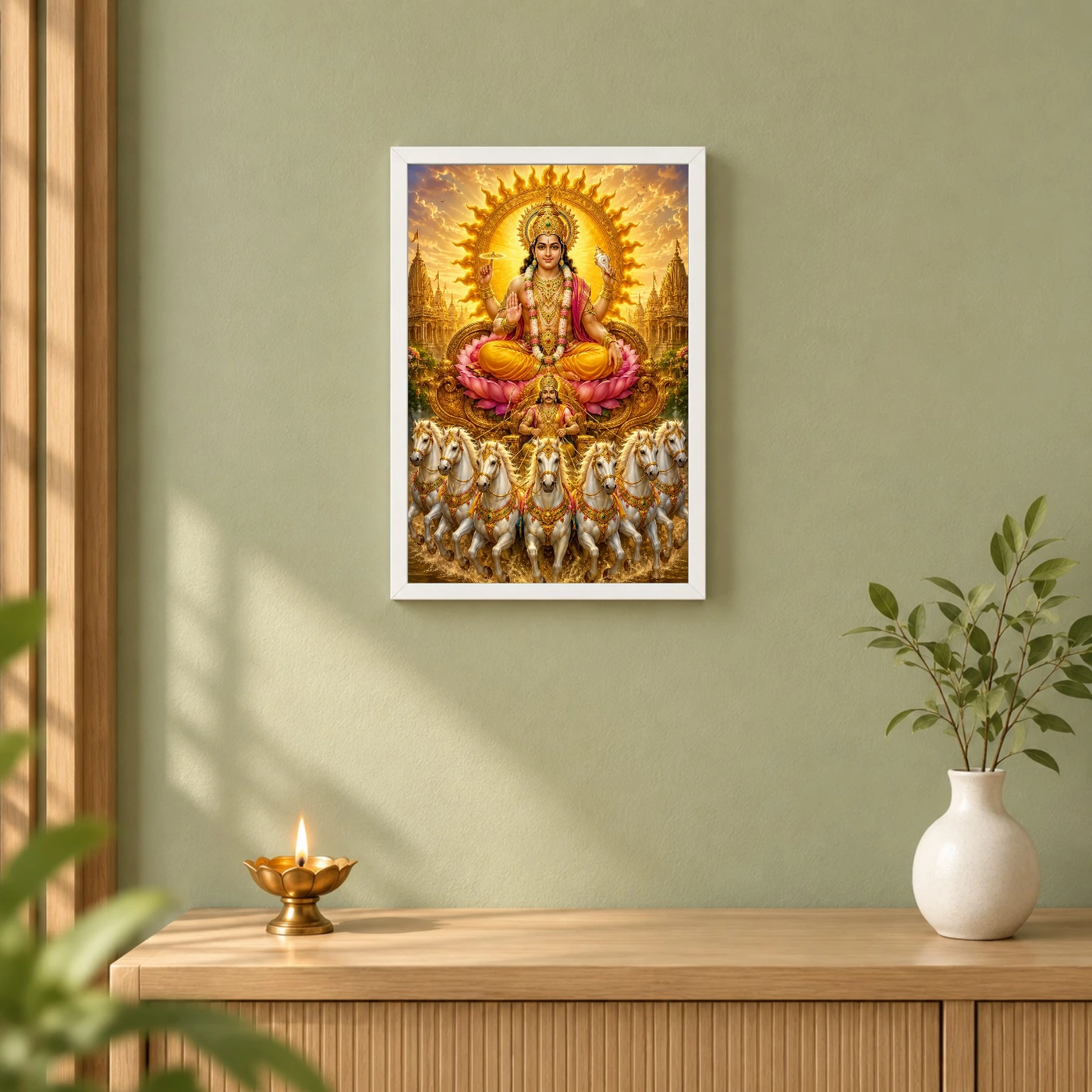 Surya Dev Ornate Golden Temple Darshan Photo Frame, view 6