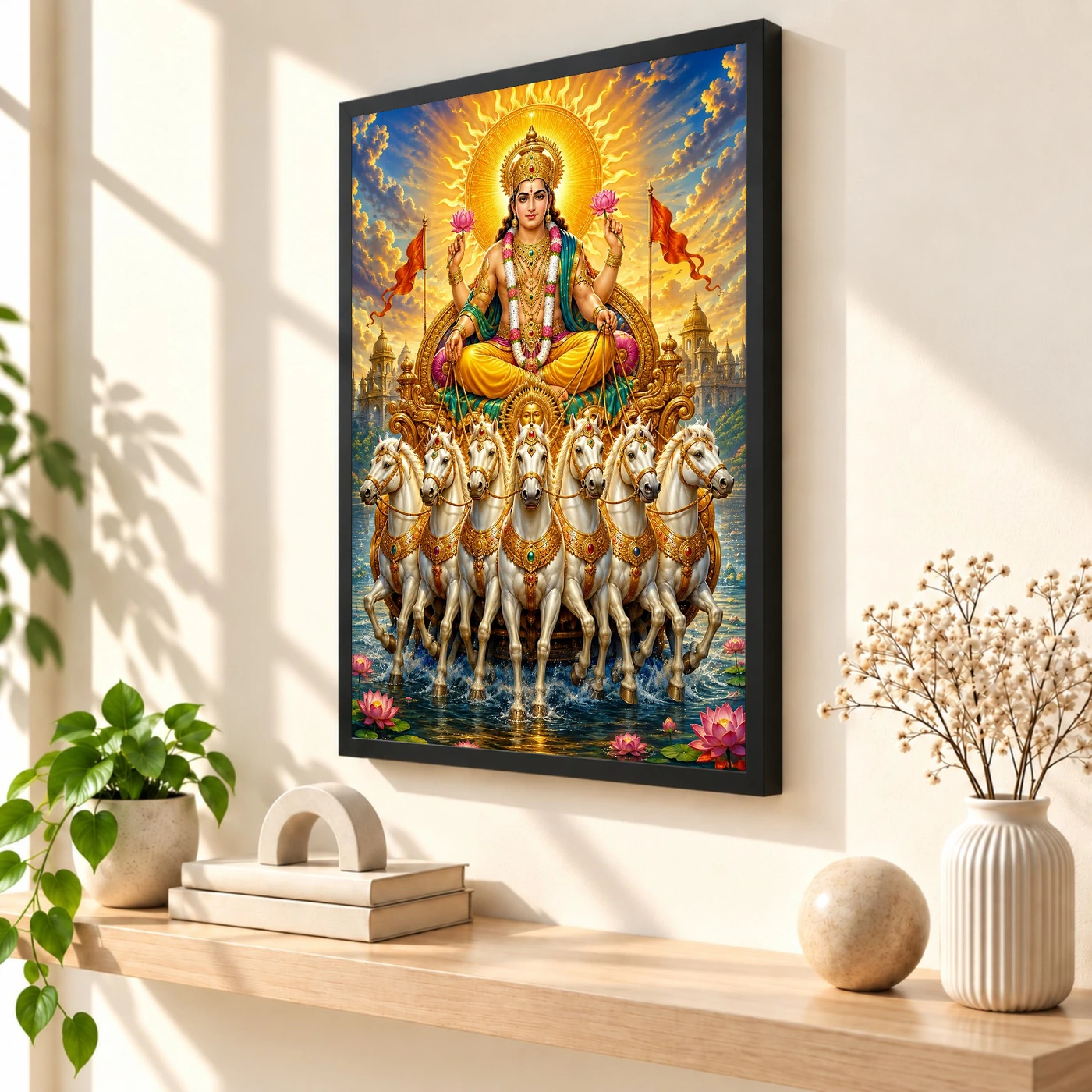 Surya Dev Peaceful Home Mandir Composition Photo Frame, view 2