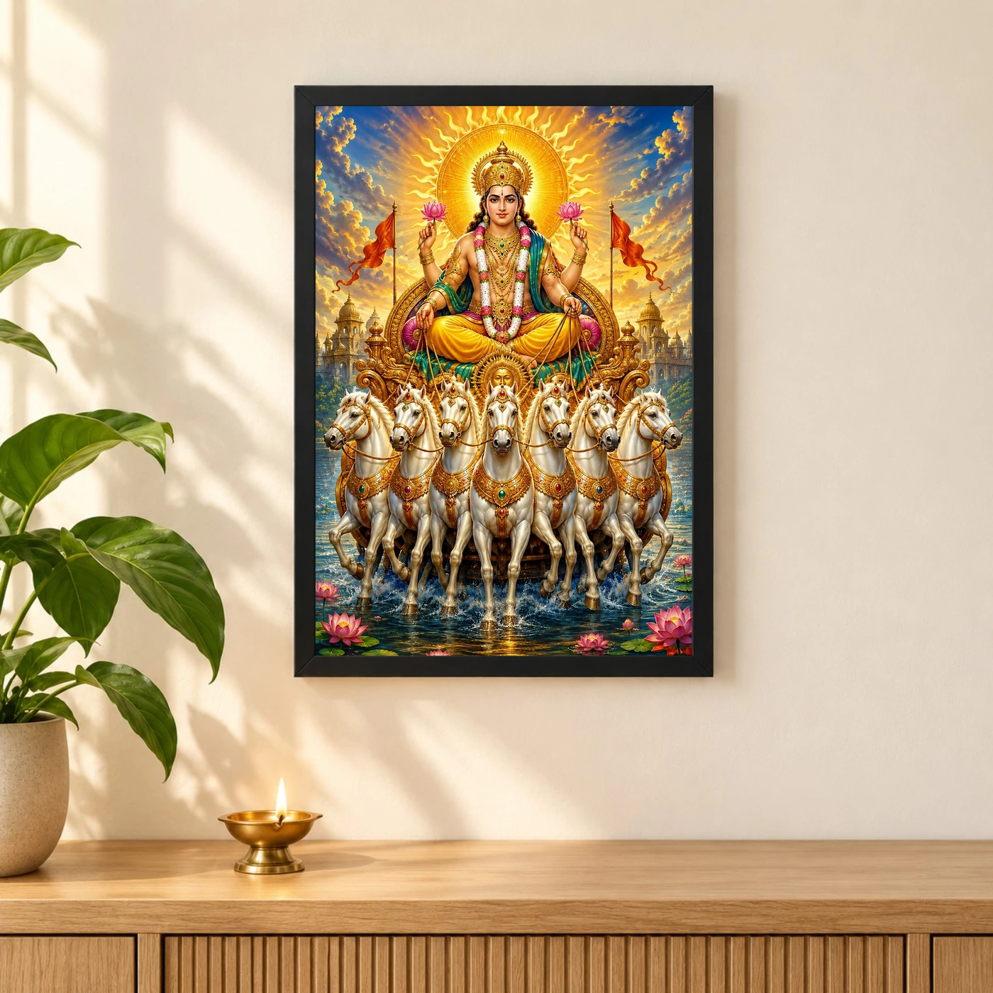 Surya Dev Peaceful Home Mandir Composition Photo Frame, view 3