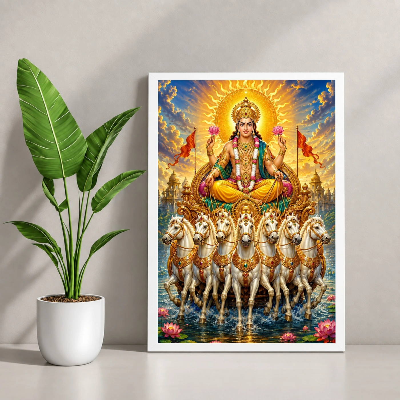 Surya Dev Peaceful Home Mandir Composition Photo Frame, view 4