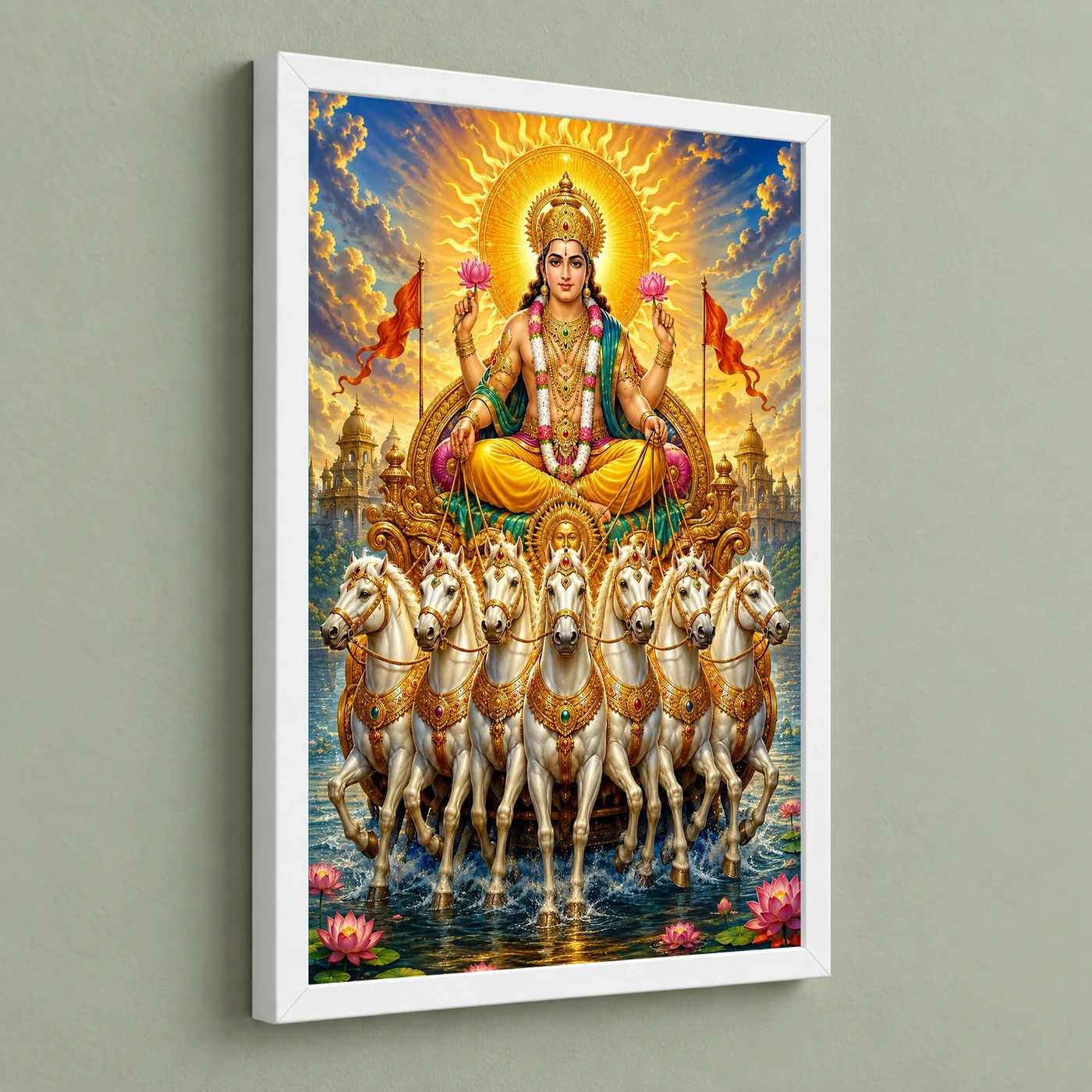 Surya Dev Peaceful Home Mandir Composition Photo Frame, view 5