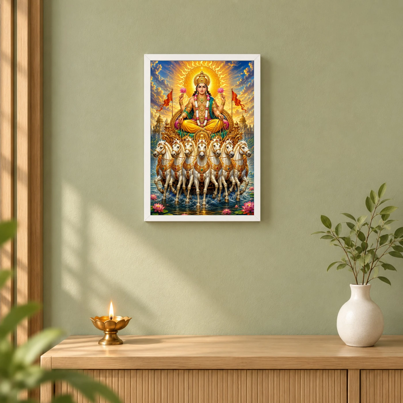 Surya Dev Peaceful Home Mandir Composition Photo Frame, view 6