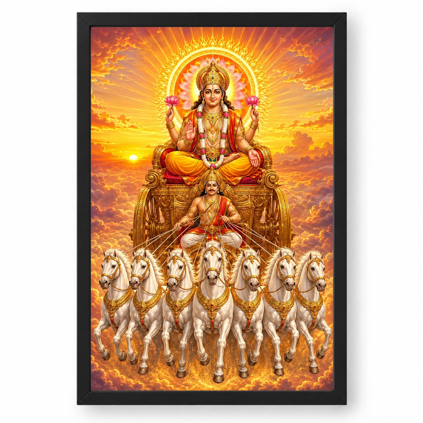 Surya Dev Seven Horses Sunrise Photo Frame