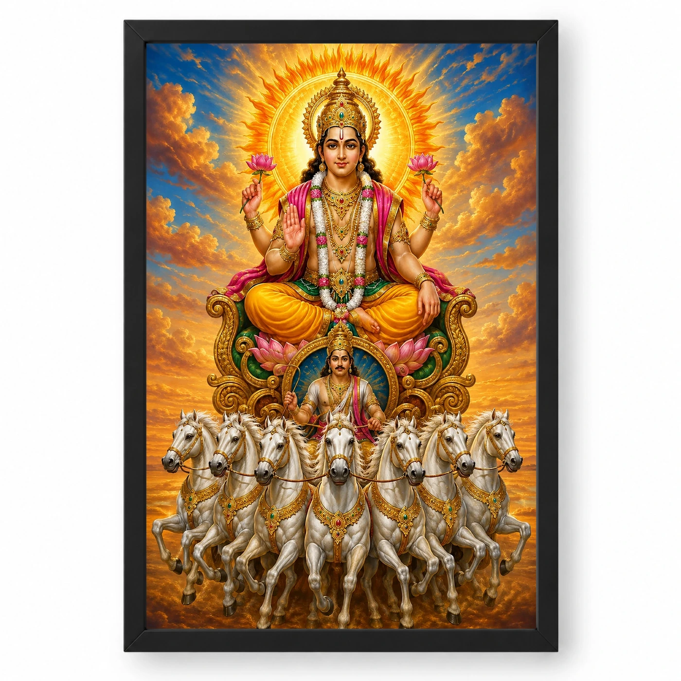 Surya Dev Vivid Premium Spiritual Poster Art Photo Frame