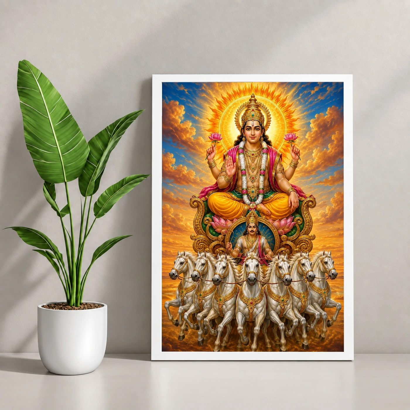 Surya Dev Vivid Premium Spiritual Poster Art Photo Frame, view 4