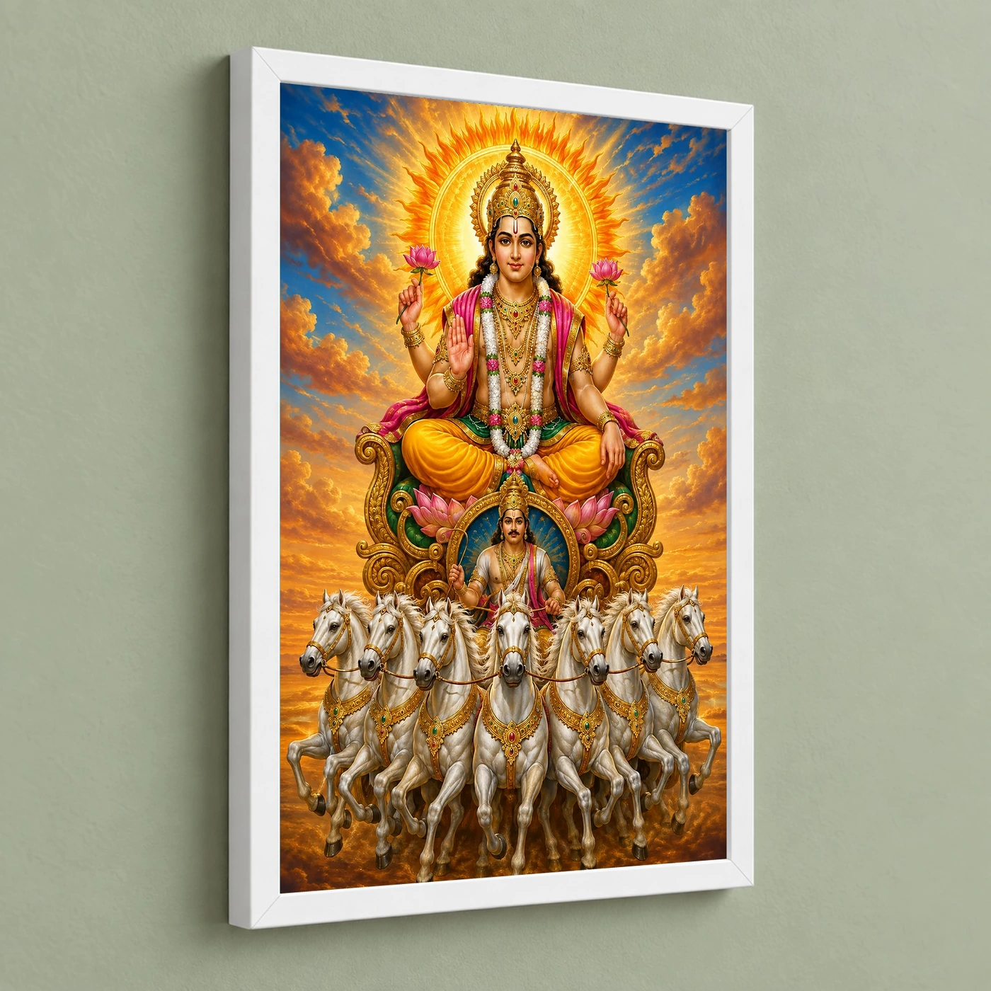Surya Dev Vivid Premium Spiritual Poster Art Photo Frame, view 5