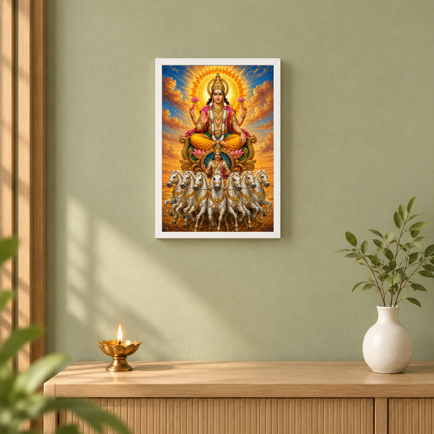 Surya Dev Vivid Premium Spiritual Poster Art Photo Frame, view 6