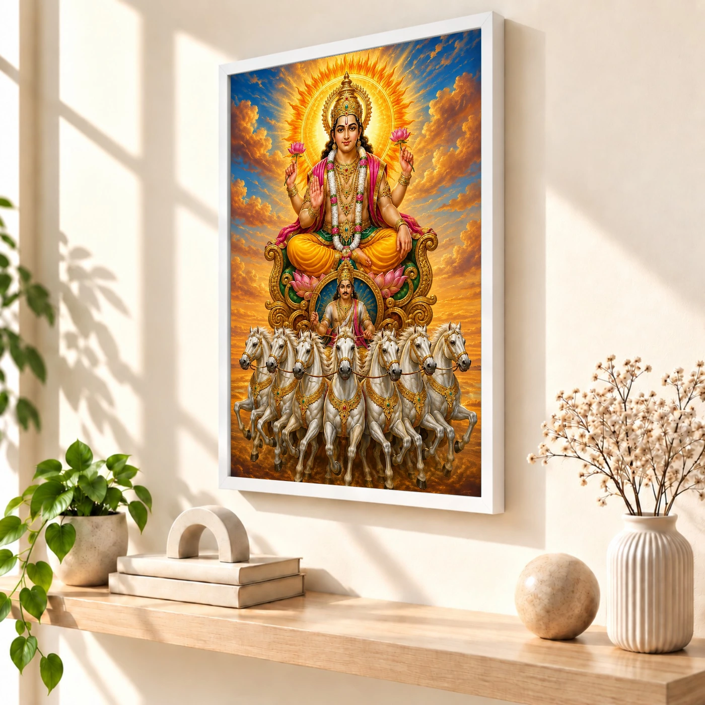 Surya Dev Vivid Premium Spiritual Poster Art Photo Frame, view 7
