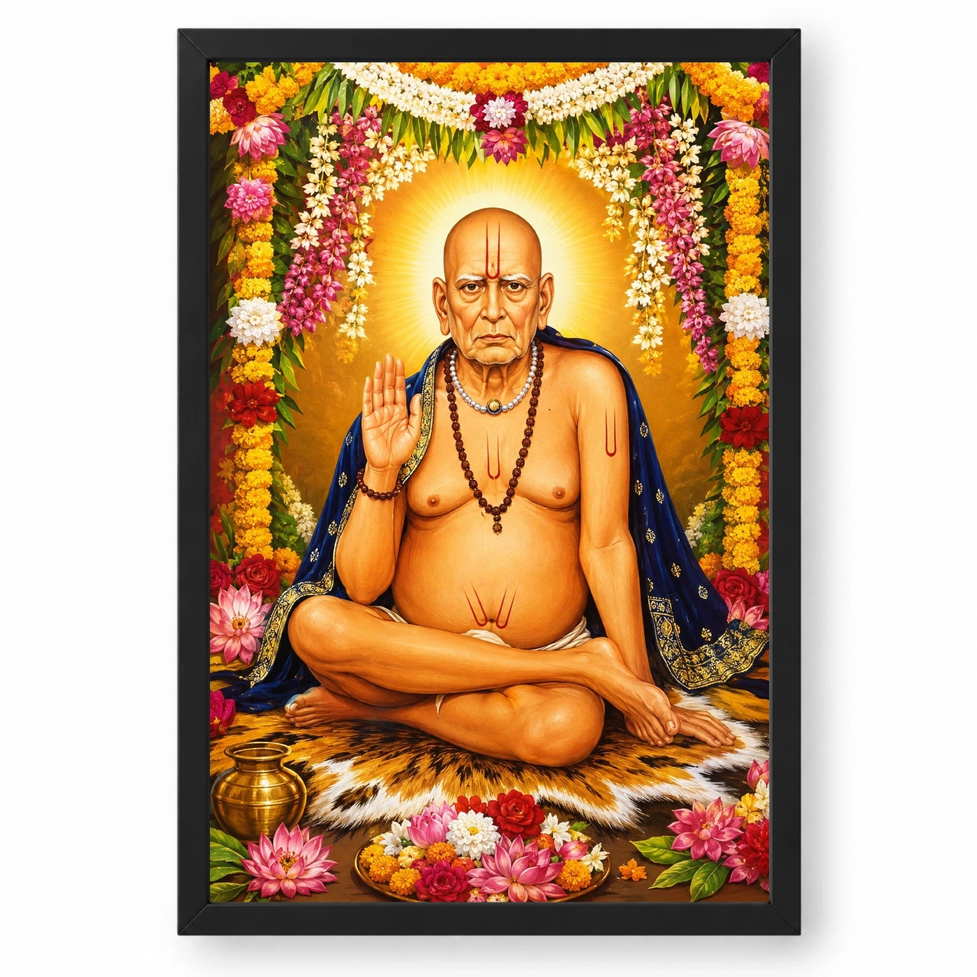 Swami Samarth Grand Festival Flower Decoration Photo Frame
